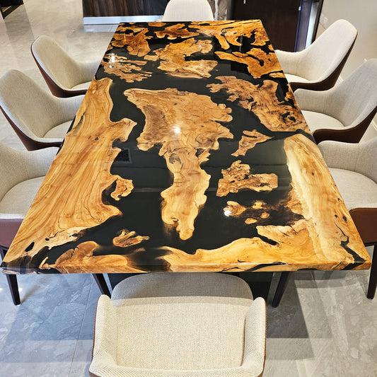 Olive Wood and Resin Dining Table