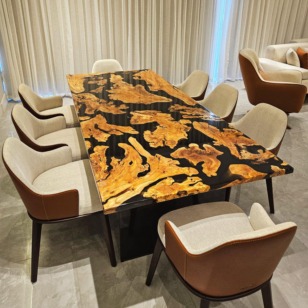 Olive Wood and Resin Dining Table