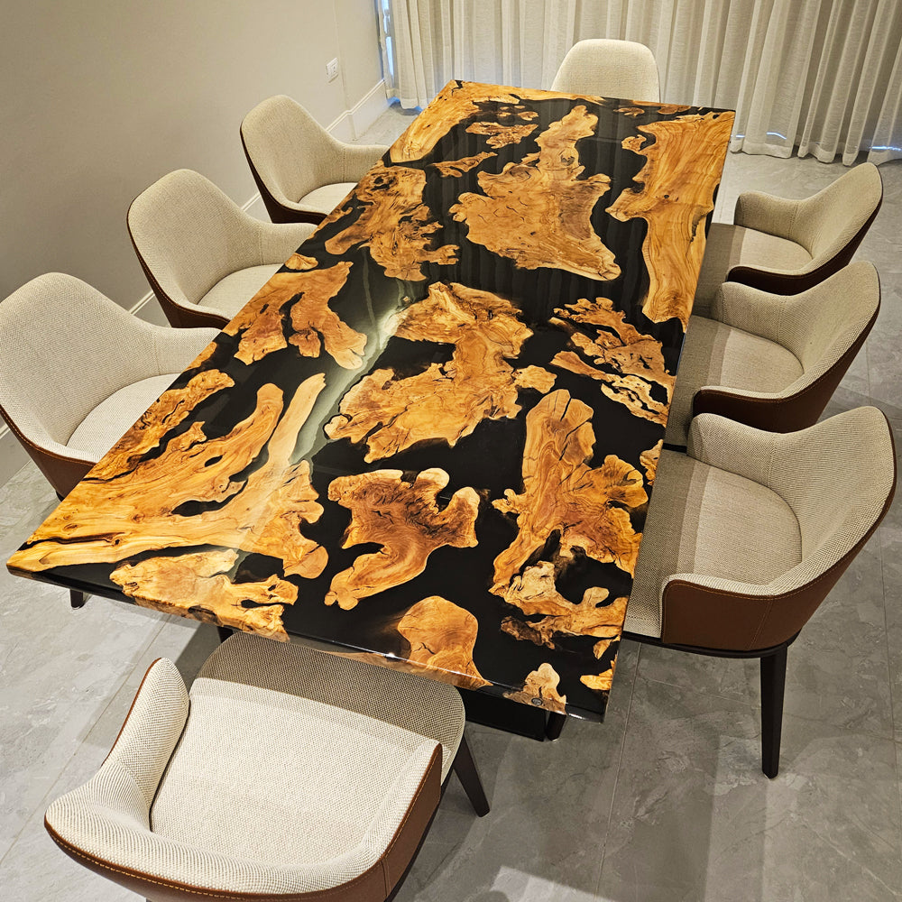 Olive Wood and Resin Dining Table